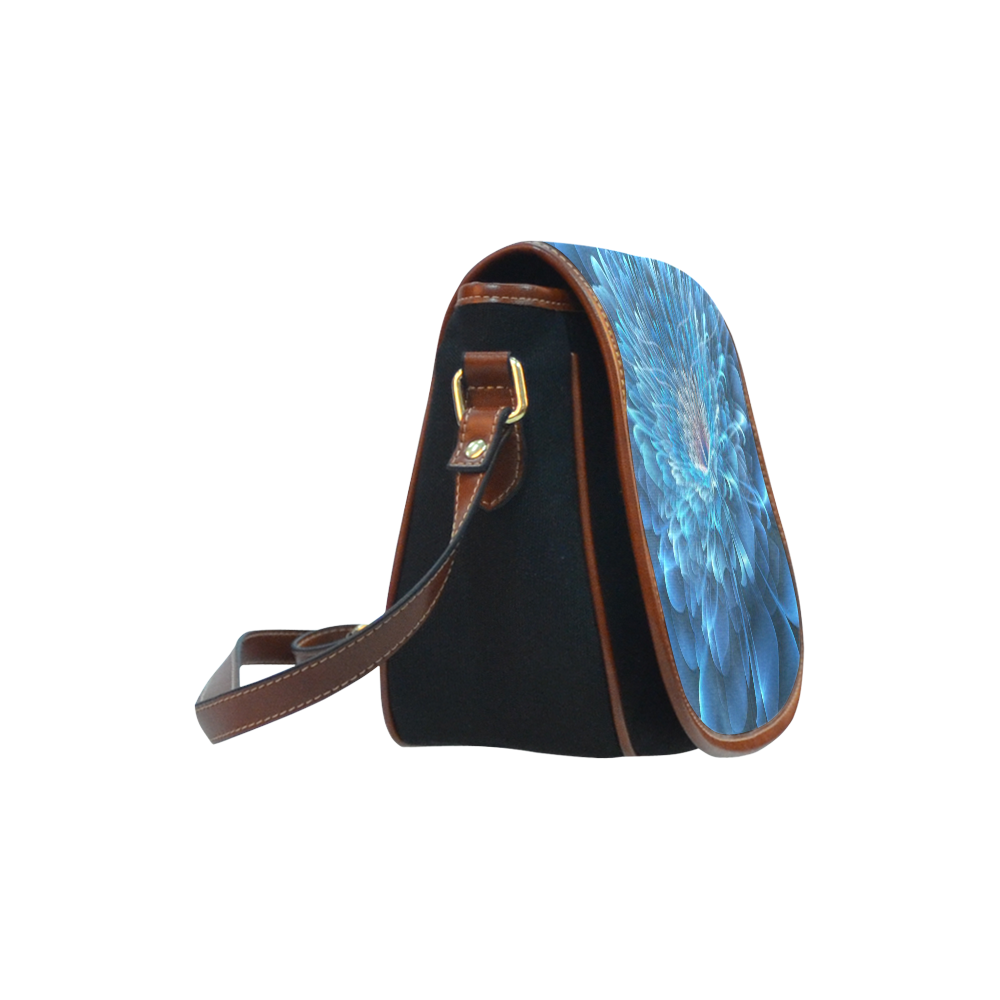 3D Blue Flower Saddle Bag/Small (Model 1649)(Flap Customization)