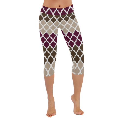 stripe lace pattern Women's Low Rise Capri Leggings (Invisible Stitch) (Model L08)