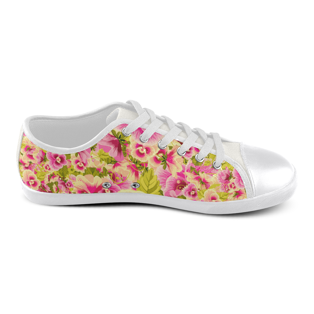 colorful flower pattern Canvas Shoes for Women/Large Size (Model 016)