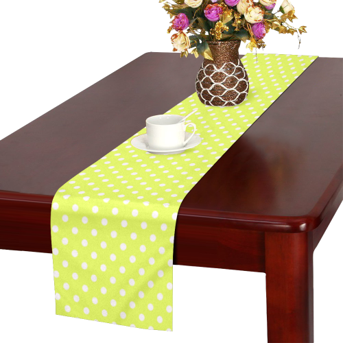 Yellow polka dots Table Runner 16x72 inch