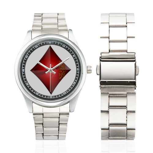 Diamond  Las Vegas Symbol Playing Card Shape Men's Stainless Steel Watch(Model 104)