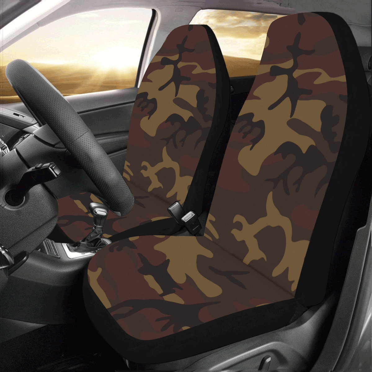 Camo Dark Brown Car Seat Covers (Set of 2)