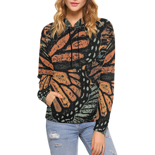 Monarch Collage All Over Print Hoodie for Women (USA Size) (Model H13)