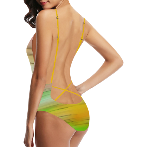 noisy gradient 2 by JamColors Sexy Lacing Backless One-Piece Swimsuit (Model S10)