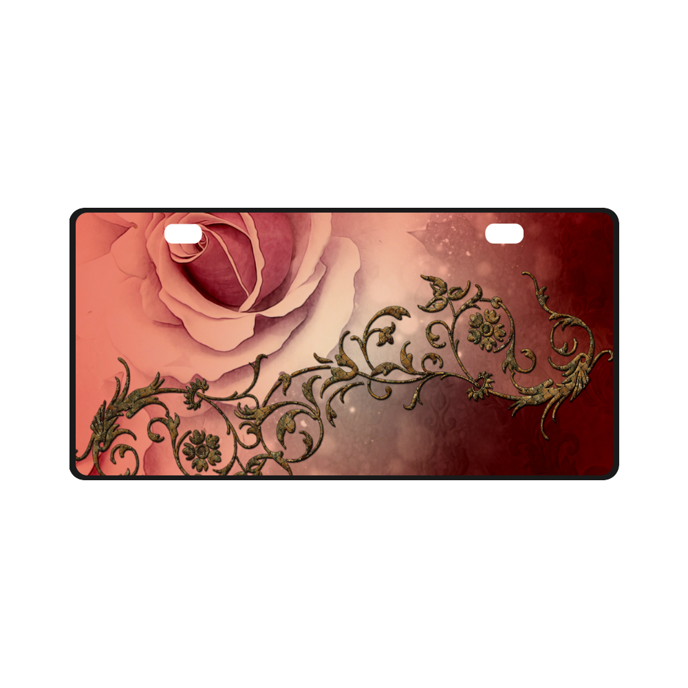 Wonderful roses with floral elements License Plate