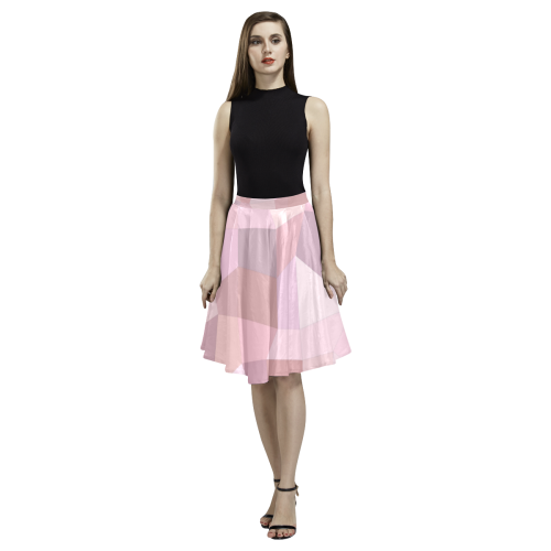 Pastel Pink Mosaic Melete Pleated Midi Skirt (Model D15)