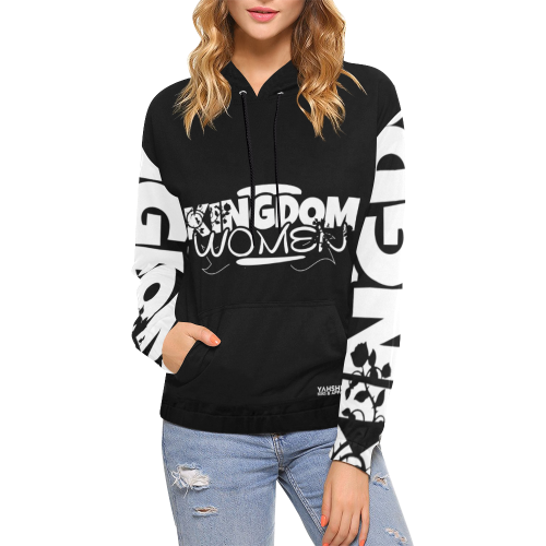 Black All Over Print Hoodie for Women (USA Size) (Model H13)