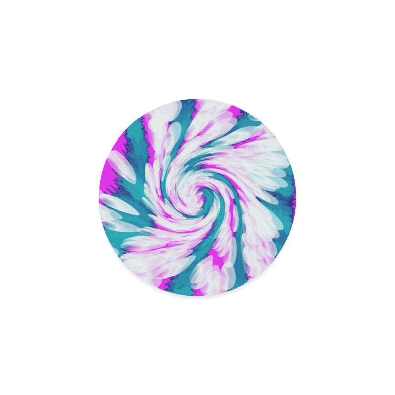 Turquoise Pink Tie Dye Swirl Abstract Round Coaster