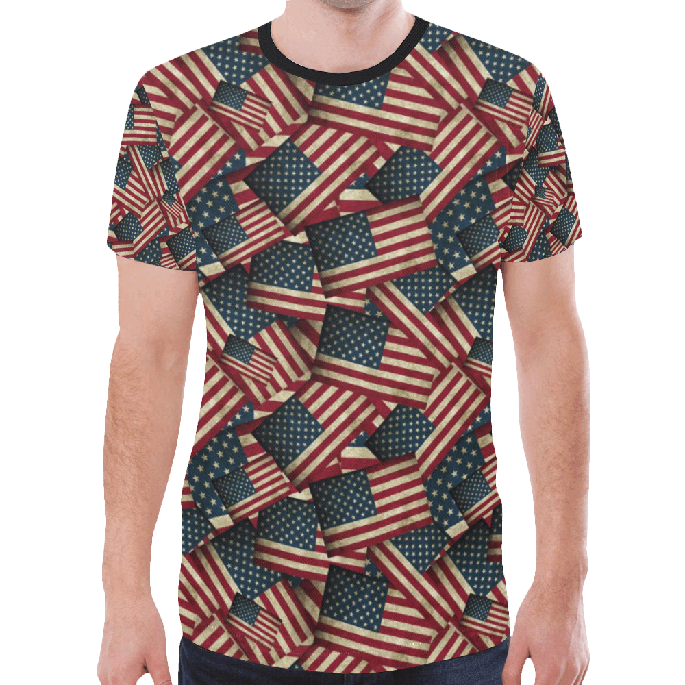 Patriotic USA American Flag Art New All Over Print T-shirt for Men (Model T45)
