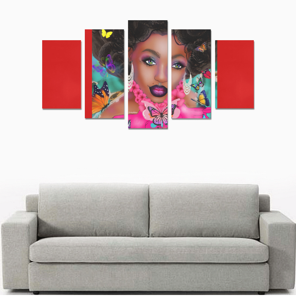 FLYYAYY 5PC CAN RED Canvas Print Sets A (No Frame)