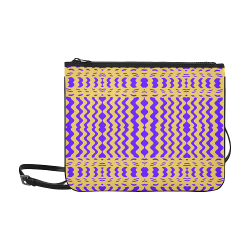 Purple Yellow Modern  Waves Lines Slim Clutch Bag (Model 1668)