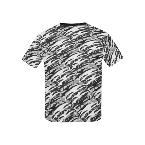 Alien Troops - Black & White Kids' All Over Print T-Shirt with Solid Color Neck (Model T40)