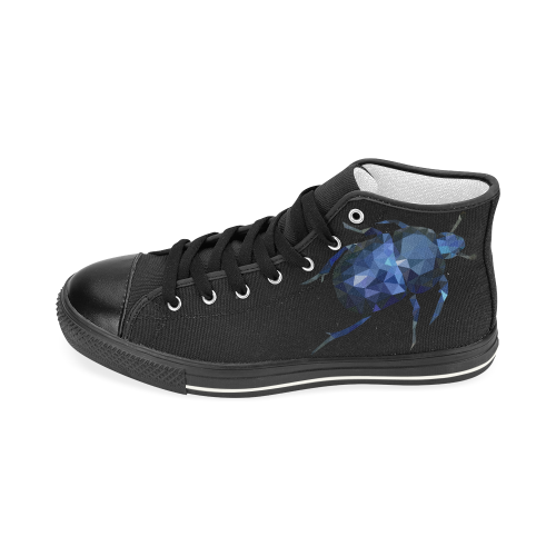 Low poly geometric blue bug Women's Classic High Top Canvas Shoes (Model 017)