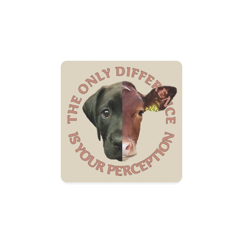 Vegan Cow and Dog Design with Slogan Square Coaster