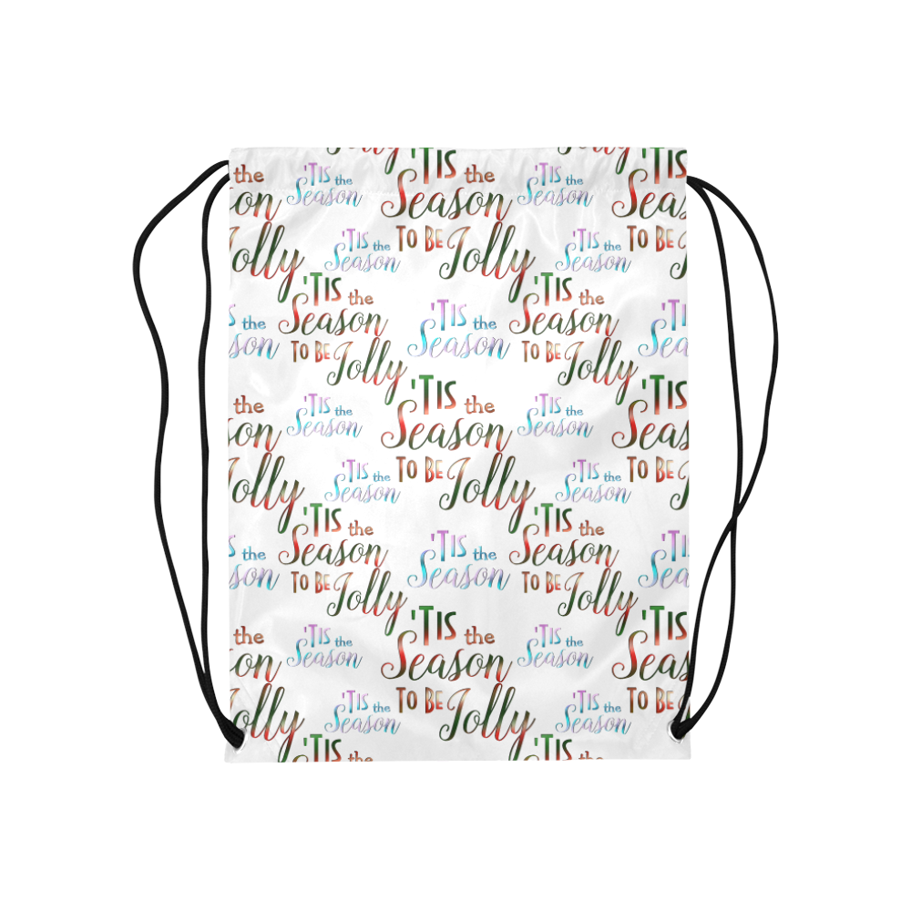 Christmas 'Tis The Season Pattern Medium Drawstring Bag Model 1604 (Twin Sides) 13.8"(W) * 18.1"(H)