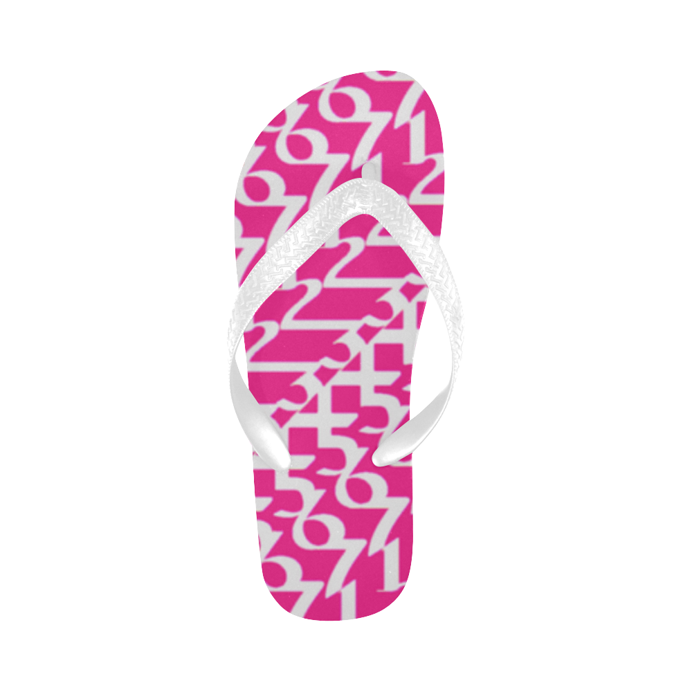 NUMBERS Collection 1234567 Pink Flip Flops for Men/Women (Model 040)
