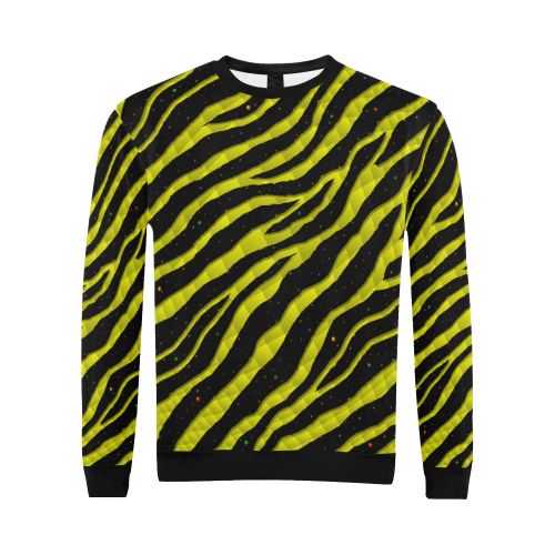 Ripped SpaceTime Stripes - Yellow All Over Print Crewneck Sweatshirt for Men/Large (Model H18)