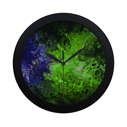 Alien Swirl Green Blue. Circular Plastic Wall clock