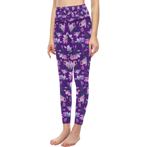 Purple Spring Women's All Over Print High-Waisted Leggings (Model L36)