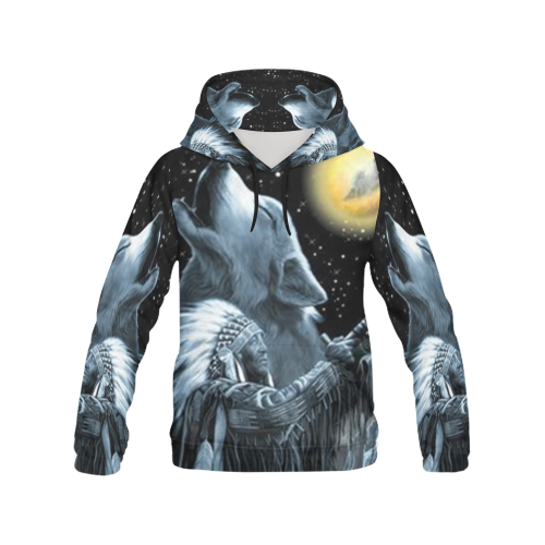 Embrace The Wolf Spirit All Over Print Hoodie for Women (USA Size) (Model H13)