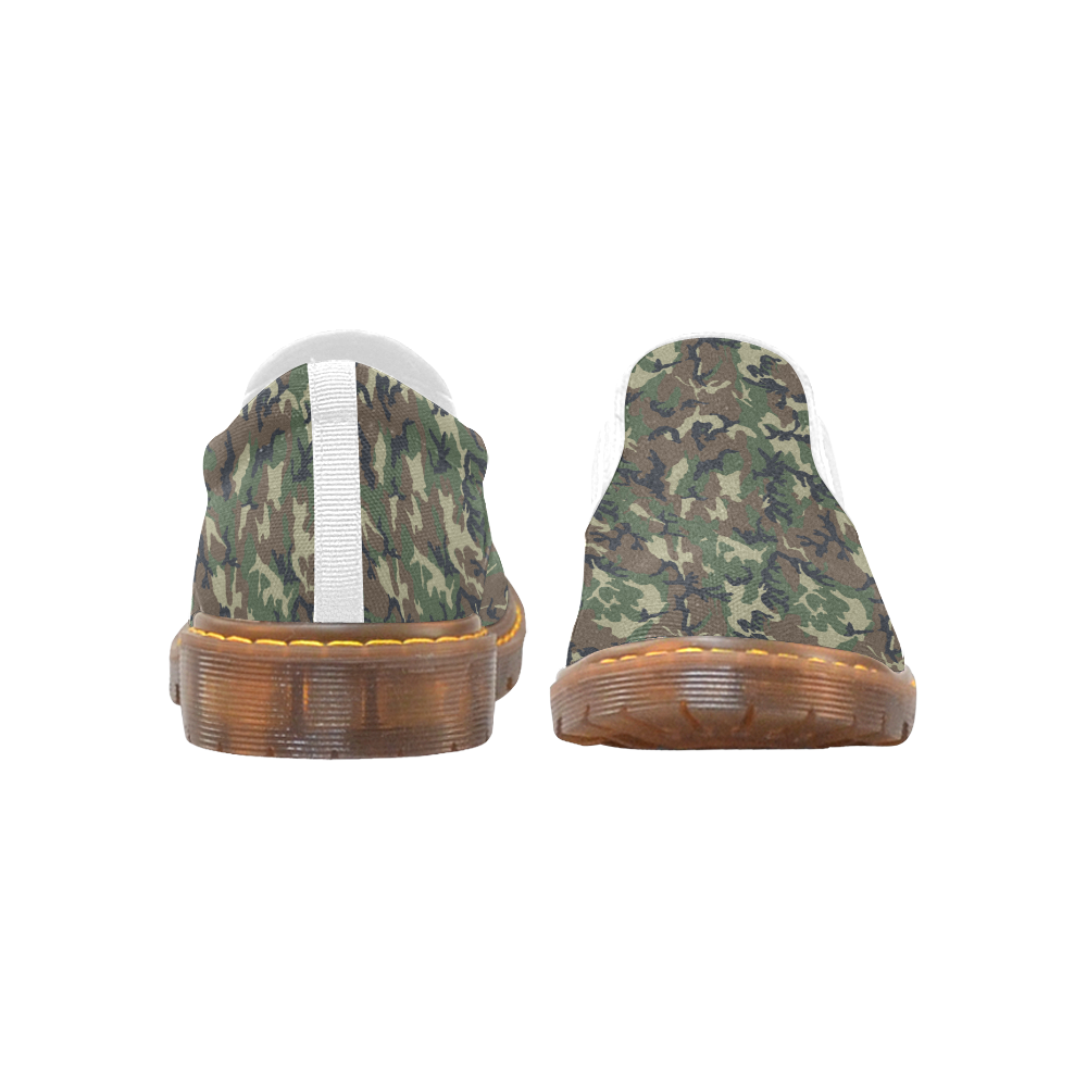 Woodland Forest Green Camouflage Martin Women's Slip-On Loafer (Model 12031)