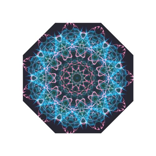 Blue and pink Mandala Anti-UV Auto-Foldable Umbrella (Underside Printing) (U06)