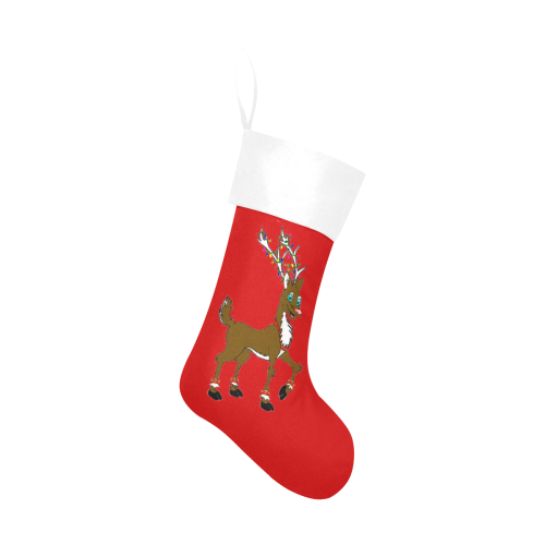 Rudy Reindeer With Lights Red/White Christmas Stocking