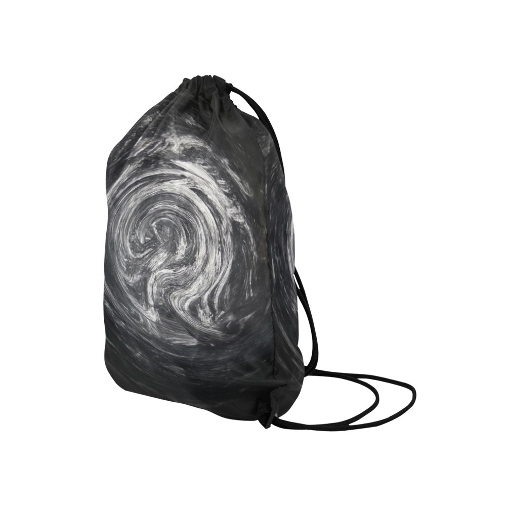 Black And White Twister Medium Drawstring Bag Model 1604 (Twin Sides) 13.8"(W) * 18.1"(H)