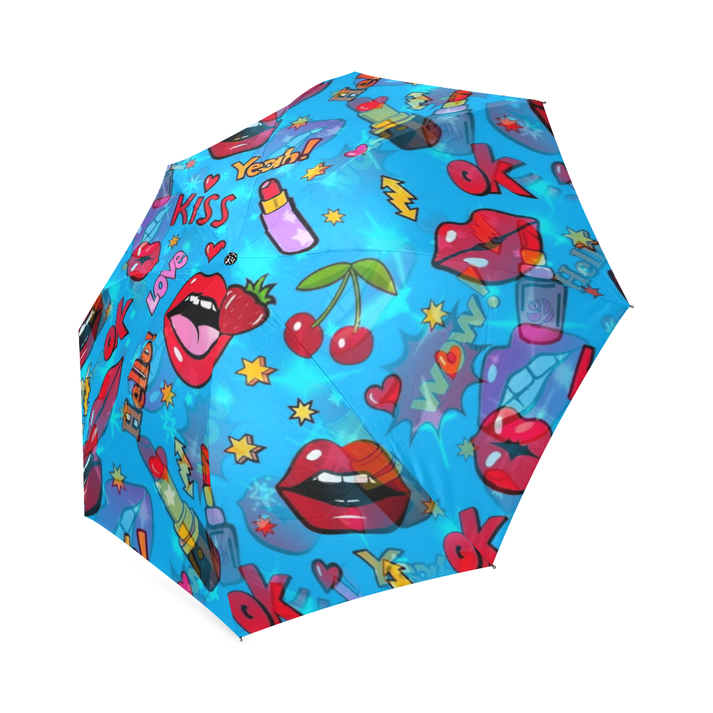 Pop Art Kiss by Nico Bielow Foldable Umbrella (Model U01)