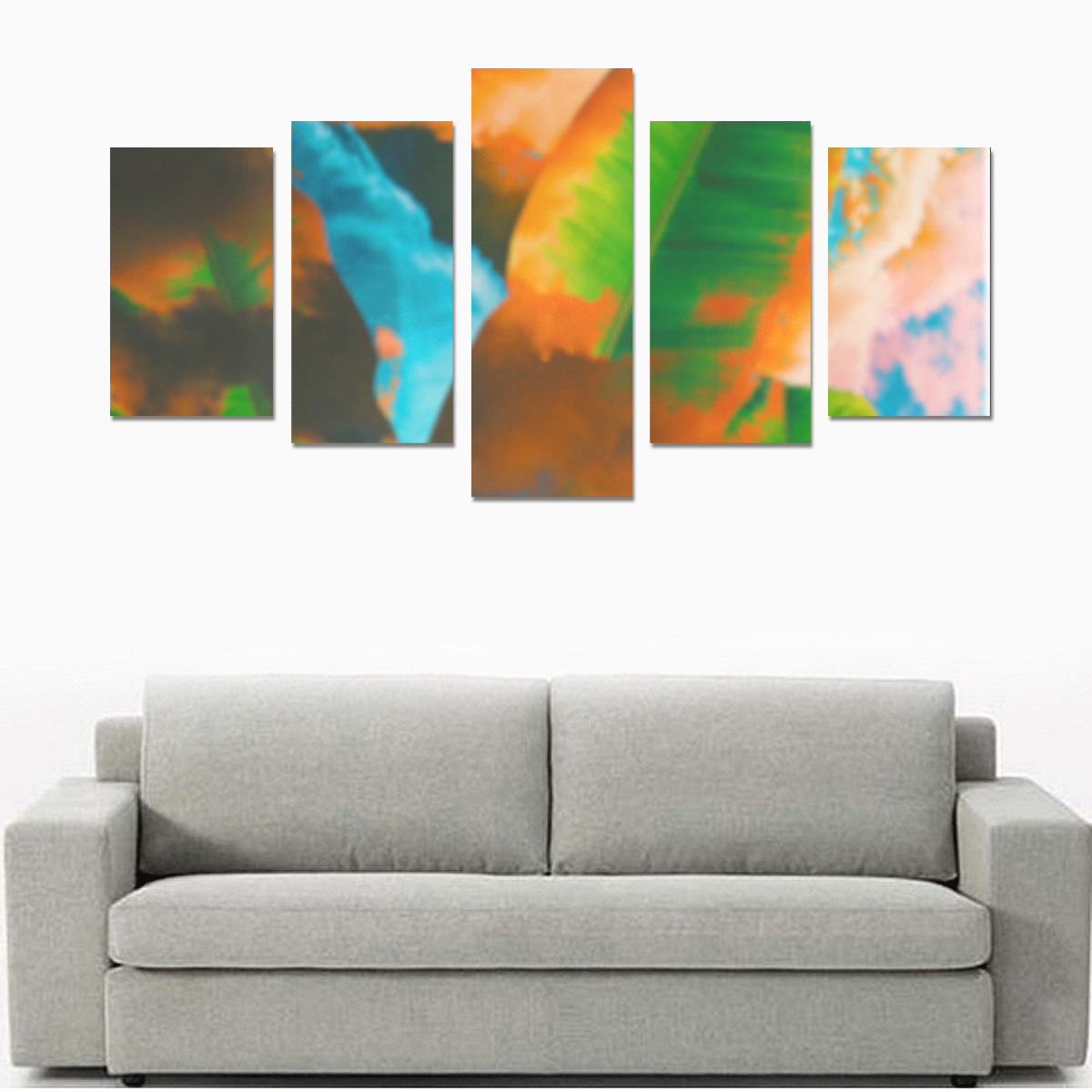 Painted leafs Canvas Print Sets C (No Frame)