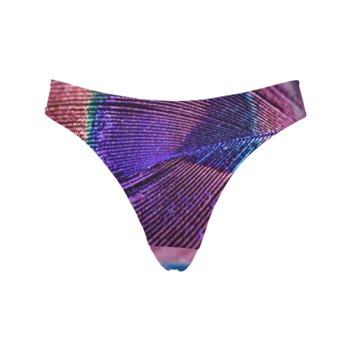Purple Peacock Feather Women's All Over Print Thongs (Model L30)