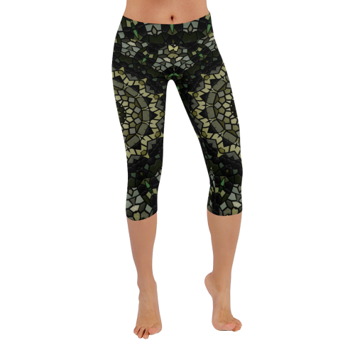 Mosaic mandala Women's Low Rise Capri Leggings (Invisible Stitch) (Model L08)