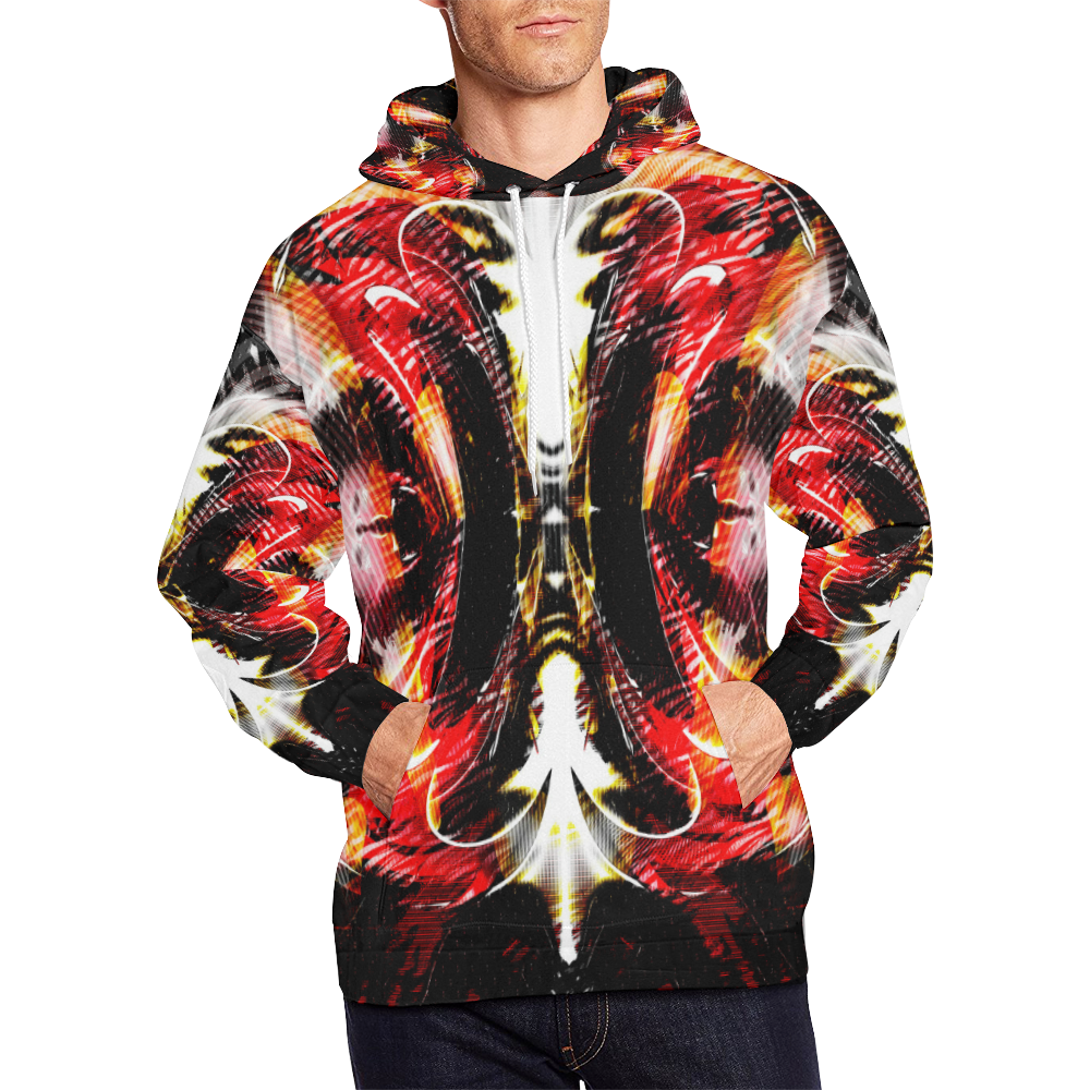 xxsml Red Rave Wild All Over Print Hoodie for Men/Large Size (USA Size) (Model H13)