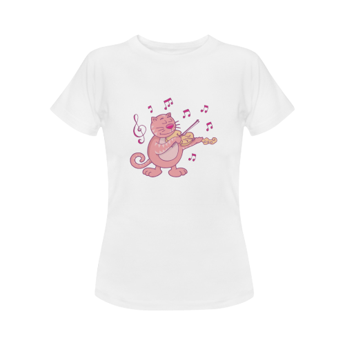 Cat with Violin Women's T-Shirt in USA Size (Front Printing Only)