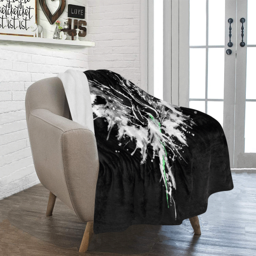 Phoenix - Abstract Painting Bird White 1 Ultra-Soft Micro Fleece Blanket 40"x50"