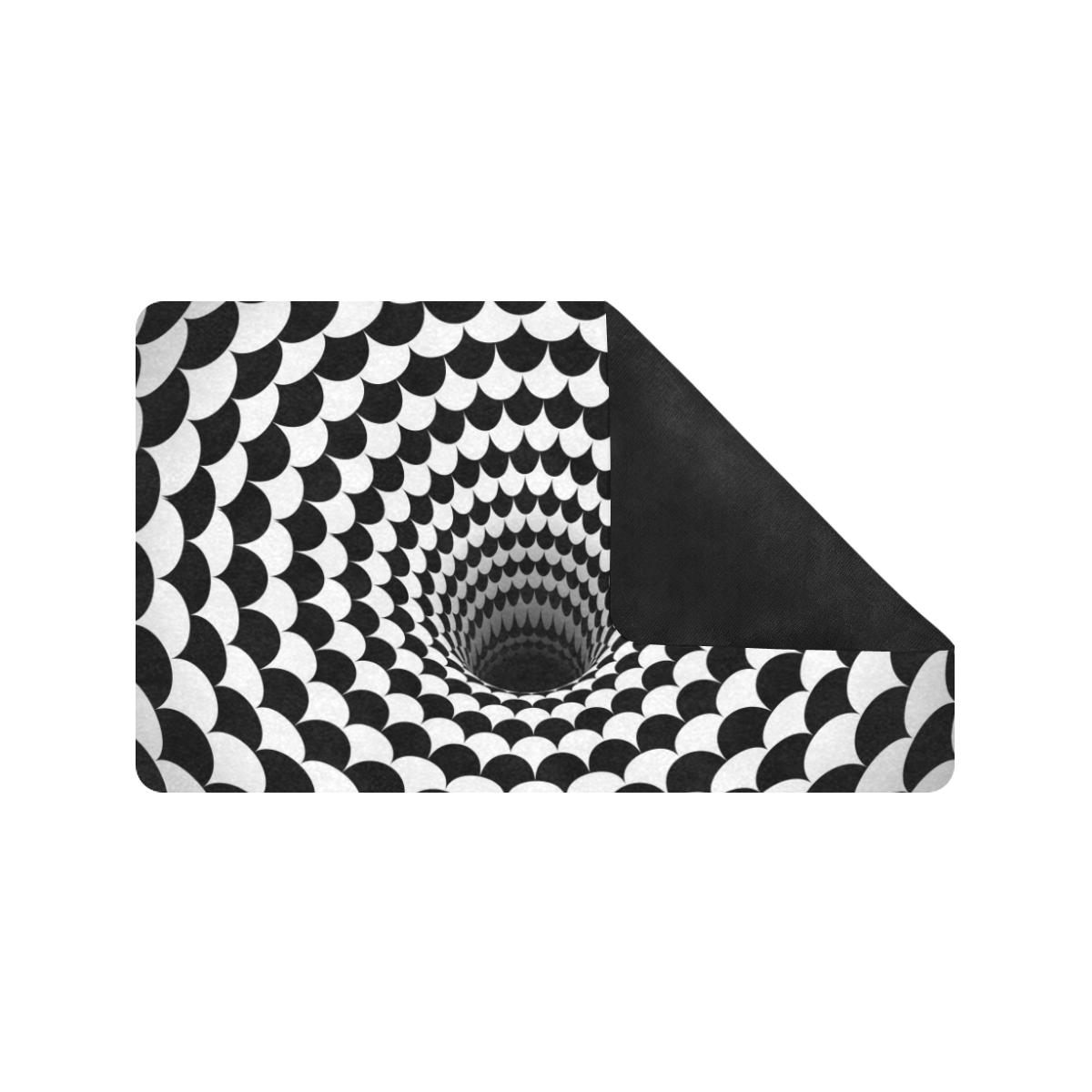Optical Illusion Black Hole Scales (Black/White) Doormat 30"x18" (Black Base)