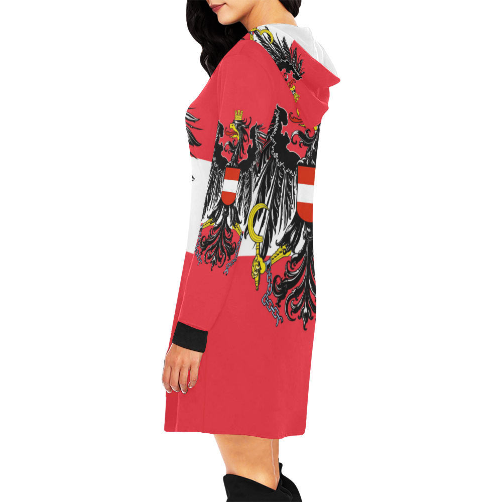 AUSTRIA BUNDESADLER All Over Print Hoodie Mini Dress (Model H27)