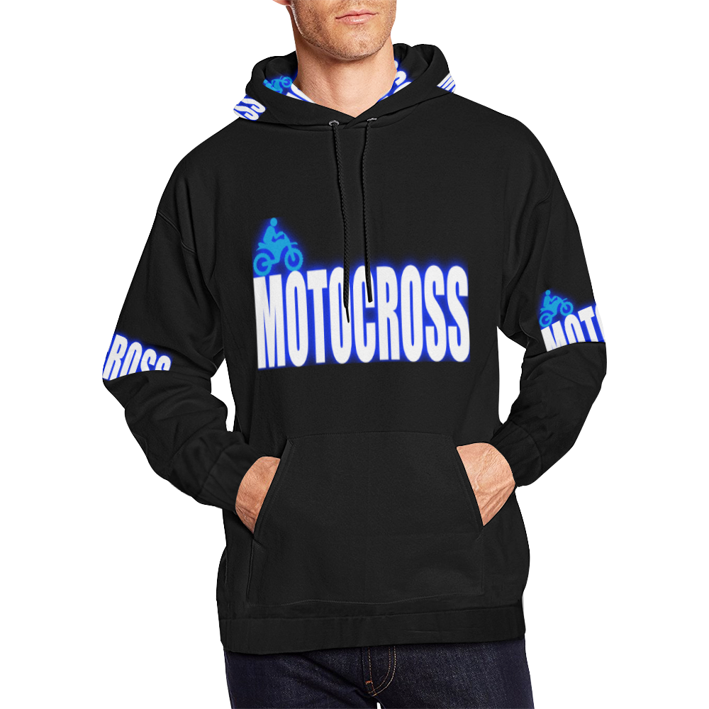 MOtocross Hoodie Blue Black and White All Over Print Hoodie for Men (USA Size) (Model H13)