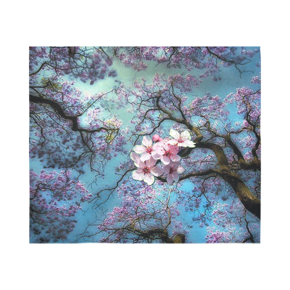 Cherry blossomL Cotton Linen Wall Tapestry 60"x 51"