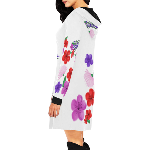 BUNCH OF FLOWERS All Over Print Hoodie Mini Dress (Model H27)