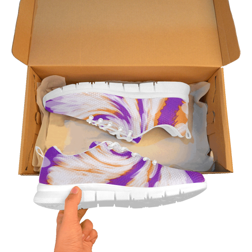 Purple Orange Tie Dye Swirl Abstract Men's Breathable Running Shoes (Model 055)
