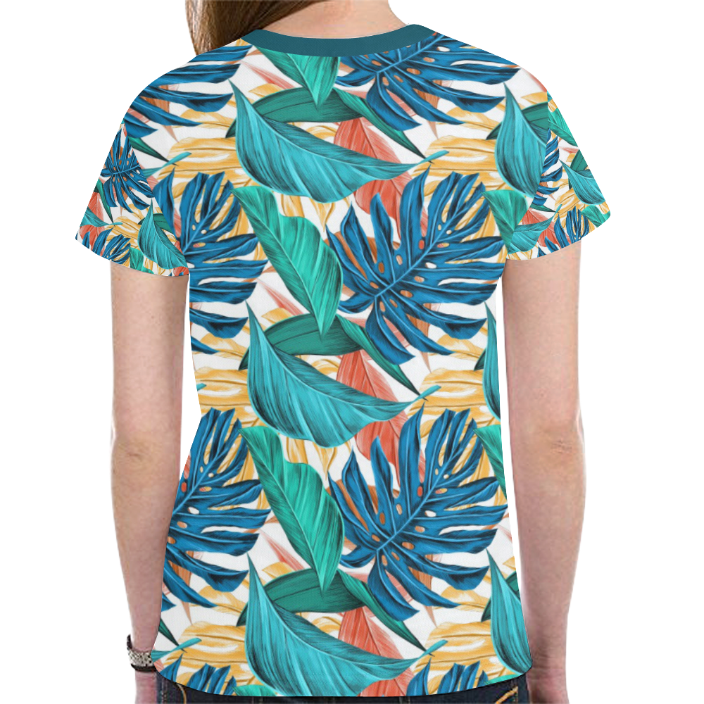 Tropical Jungle Leaves New All Over Print T-shirt for Women (Model T45)