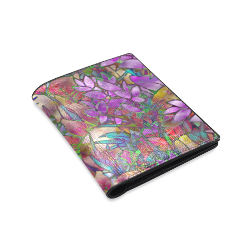 Floral Abstract Stained Glass G175 Men's Leather Wallet (Model 1612)
