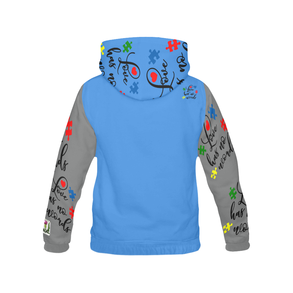 Fairlings Delight's Autism- Love has no words Men's Hoodie 53086Aa All Over Print Hoodie for Men (USA Size) (Model H13)