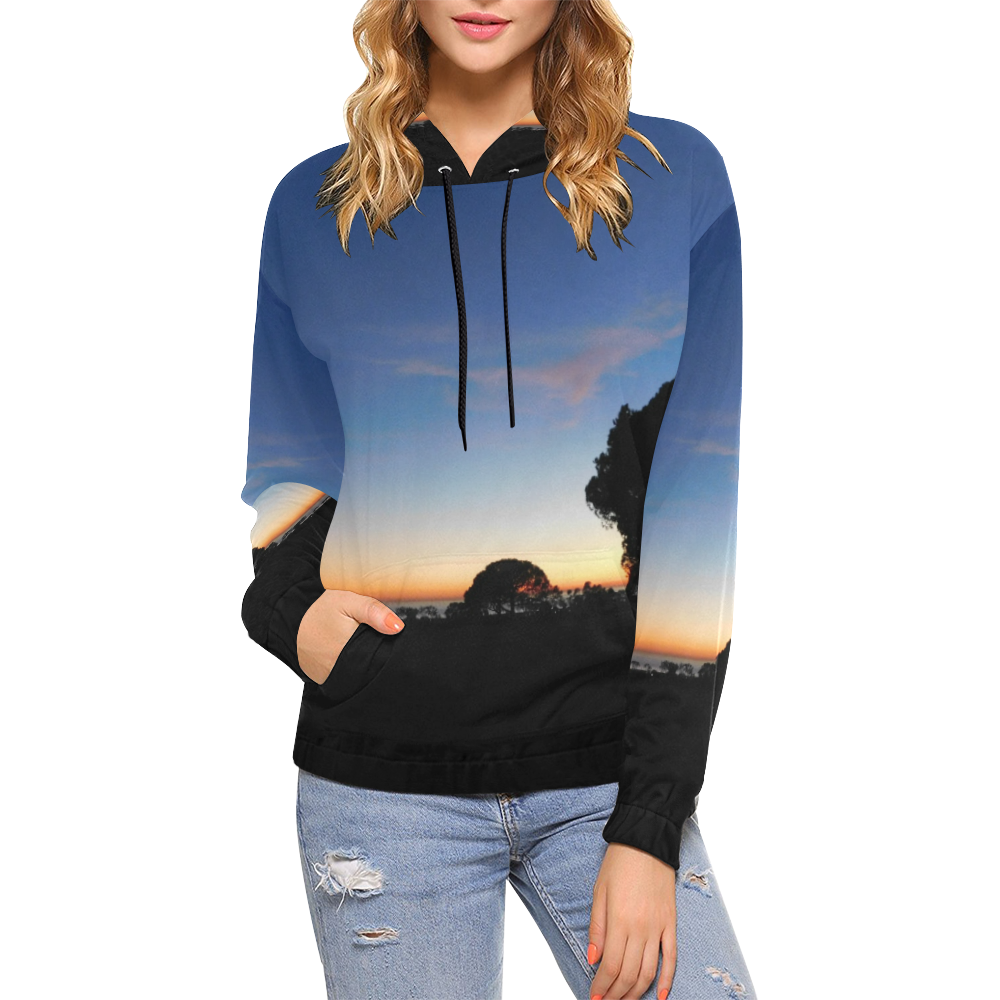 Sun & Moon Night's Edge All Over Print Hoodie for Women (USA Size) (Model H13)