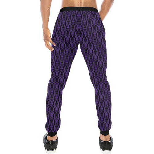 Gothic style Purple & Black Skulls Men's All Over Print Sweatpants (Model L11)