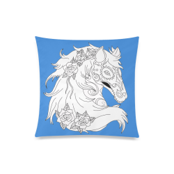 Color Me Sugar Skull Horse Blue Custom Zippered Pillow Case 20"x20"(Twin Sides)