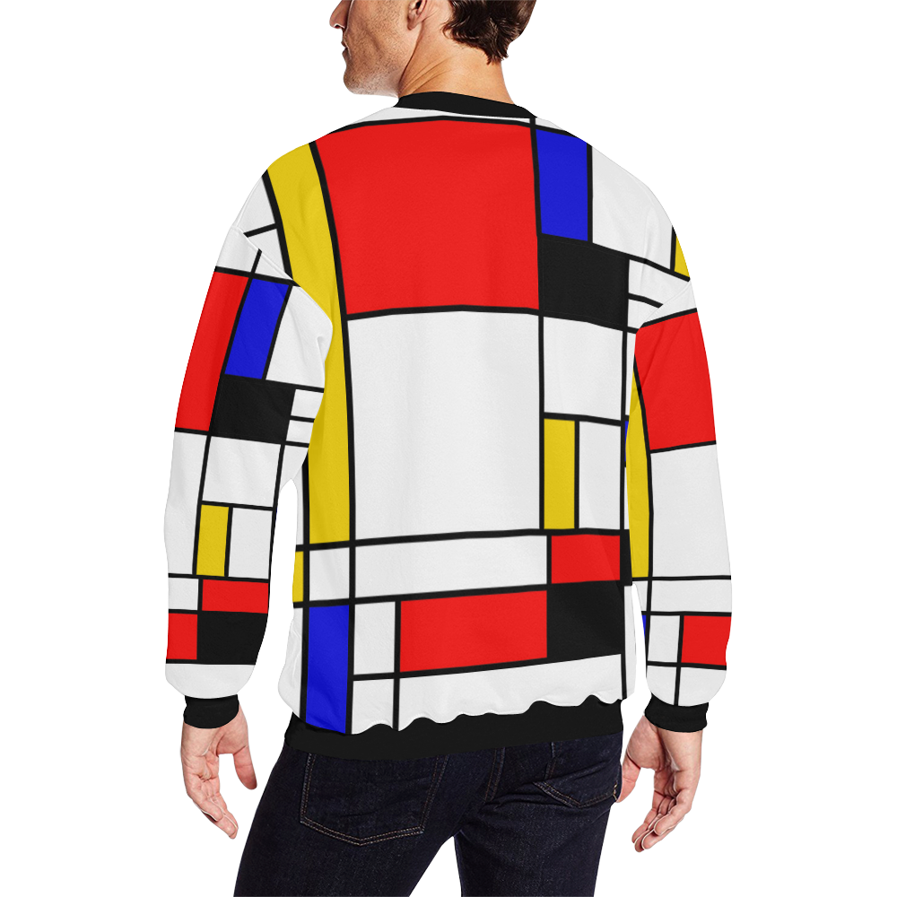 Bauhouse Composition Mondrian Style All Over Print Crewneck Sweatshirt for Men/Large (Model H18)