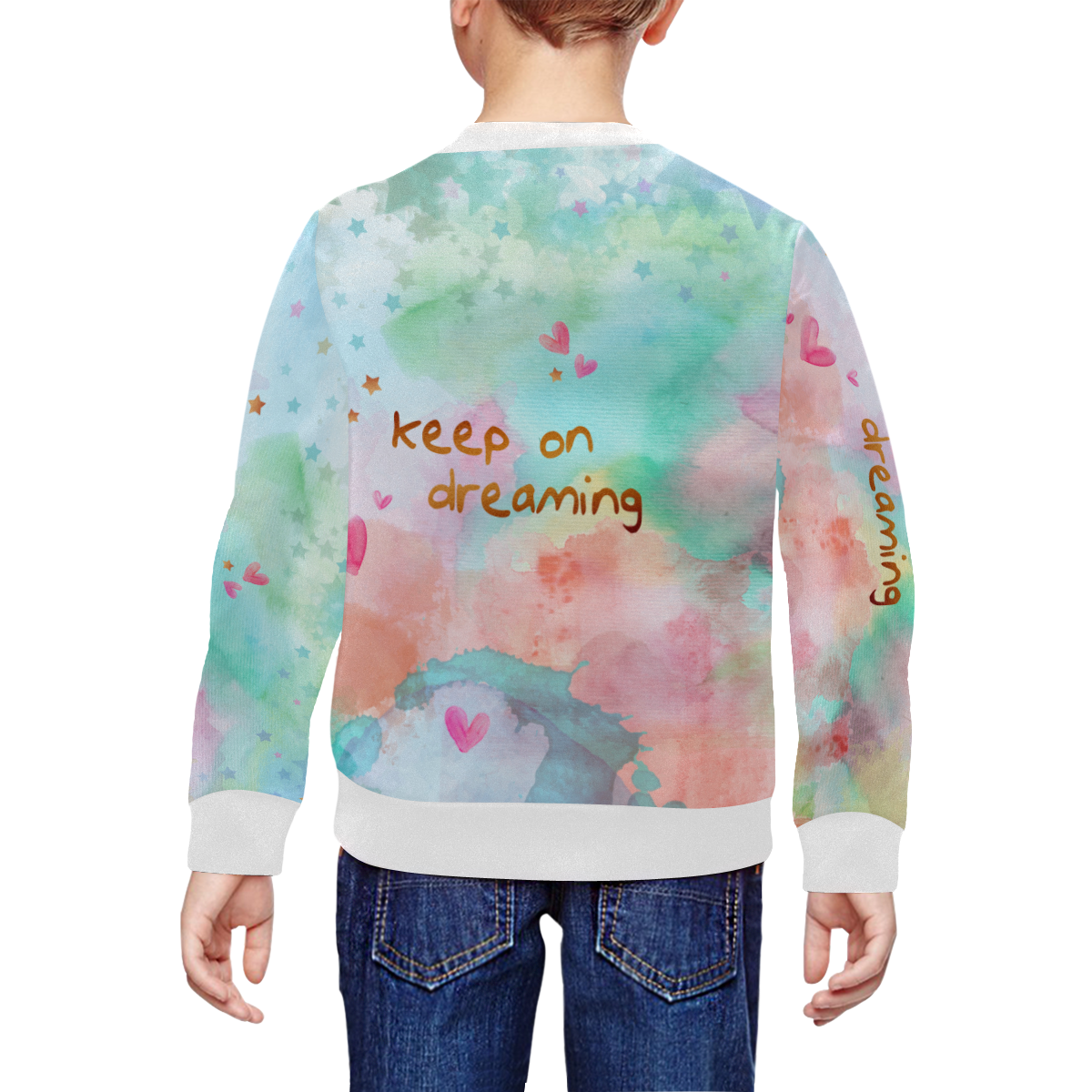 KEEP ON DREAMING All Over Print Crewneck Sweatshirt for Kids (Model H29)