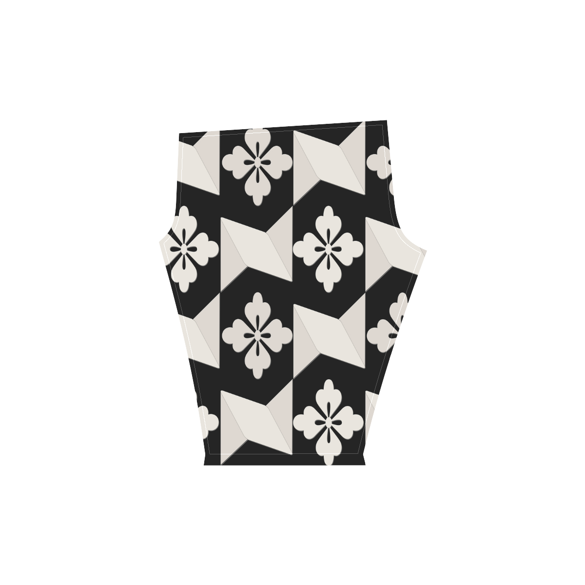 Black White Tiles Women's Low Rise Capri Leggings (Invisible Stitch) (Model L08)